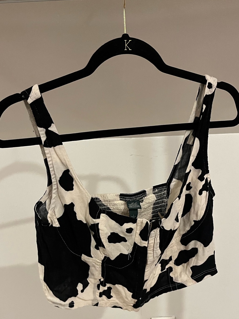 Wild Fable Black & White Cow Print Scoop Crop Tank
